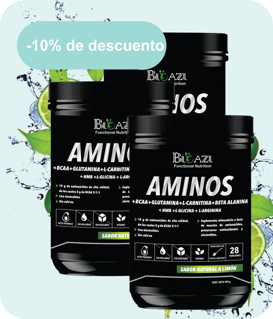 Pack x 3. Aminoacidos esenciales + BCAA + Glutamina + Carnitina + Beta Alanina + HBM + Glicina + Arginina
